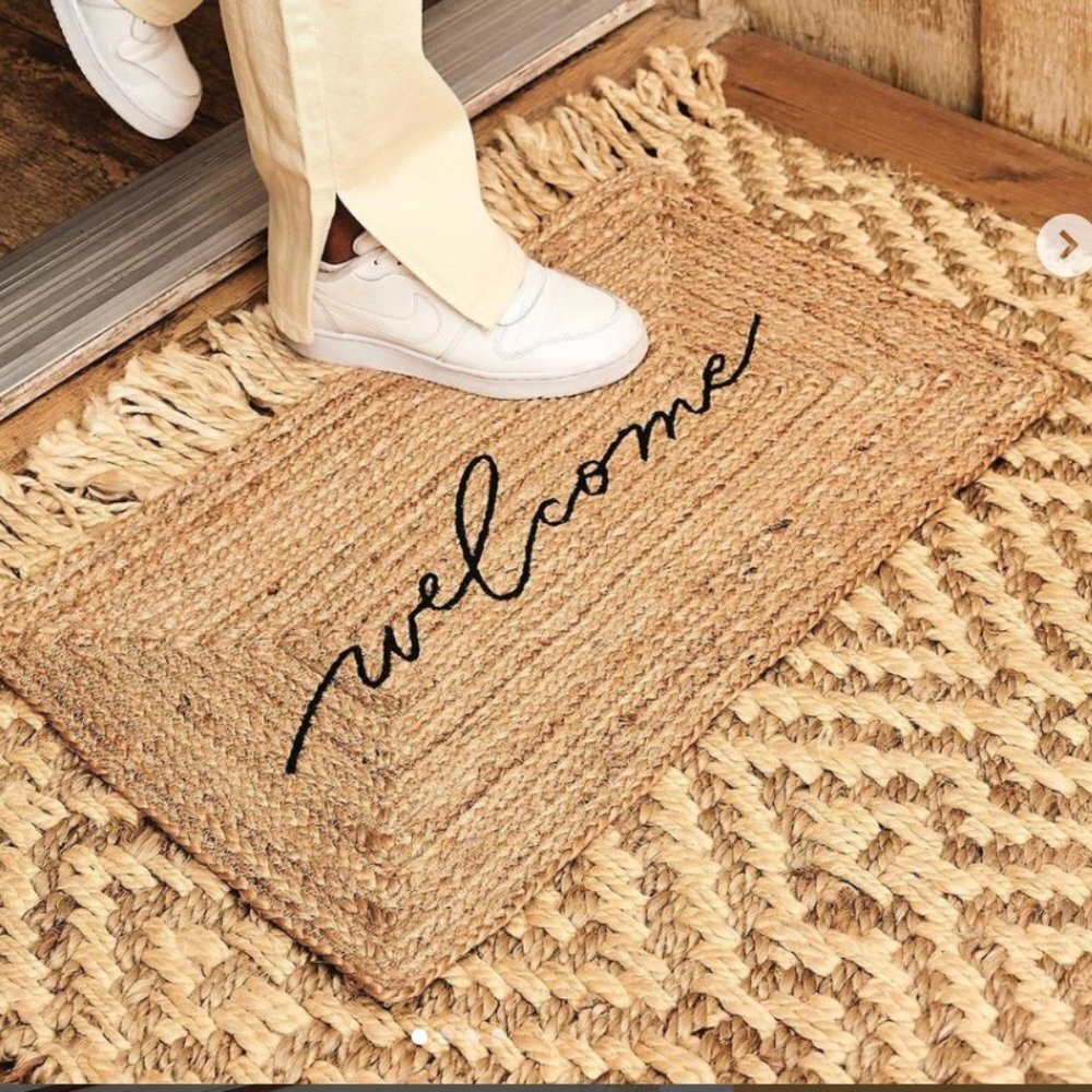 NWT Handwoven Jute Welcome Mat